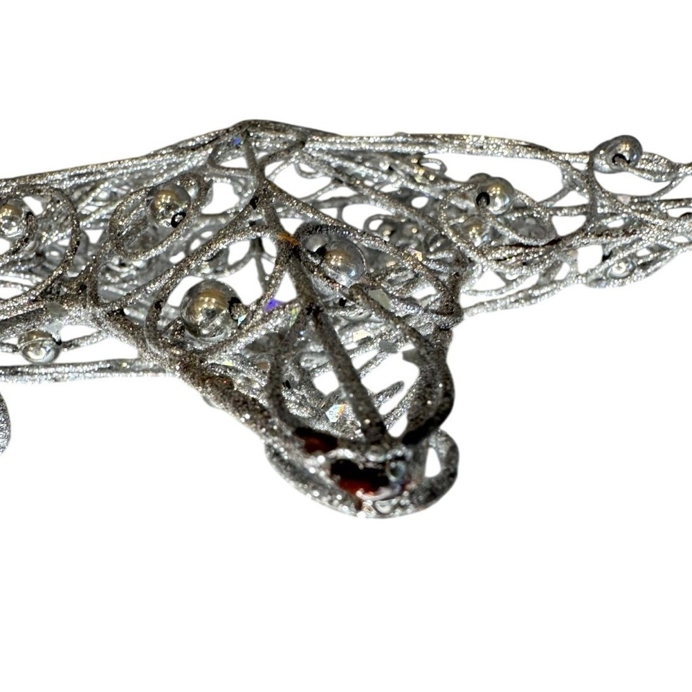 Silver Glitter Filigree Star Christmas Tree Topper Wire Scrollwork Holiday Decor - Picture 4 of 7